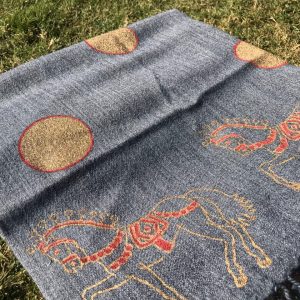 Block Printed Stole - Blue